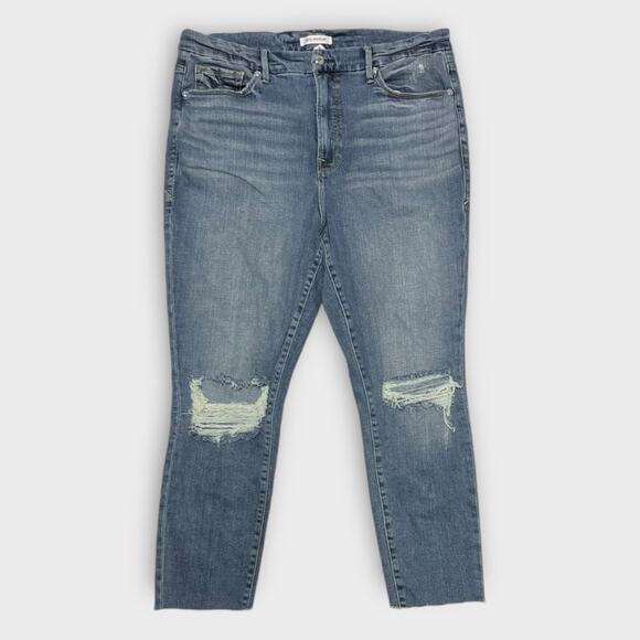 Good American Good Legs Crop High Rise Ripped Skinny Jeans in Blue261 Size 16 - Picture 1 of 6